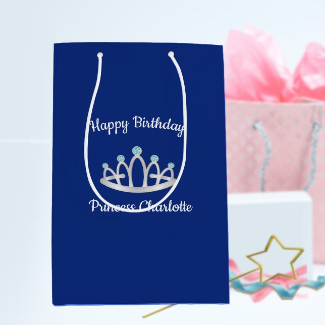Sac Cadeau Moyen Royal Blue Princess Tiara Anniversaire Moyen Cadea (Créateur téléchargé)