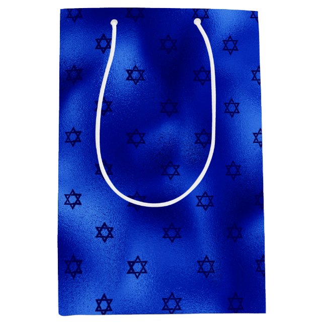 Sac Cadeau Moyen Royal Blue Star of David Hanoukka Medium Cadeau sa (Devant)