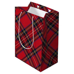Sac Cadeau Moyen Royal Stewart tartan rouge noir plaid