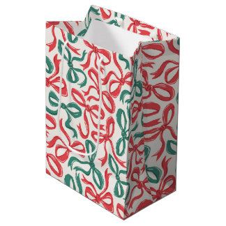Sac Cadeau Moyen Ruban Preppy Bows Noël Rouge Vert