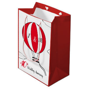 Sac Cadeau Moyen Ruby Red 40e anniversaire mariage montgolfière