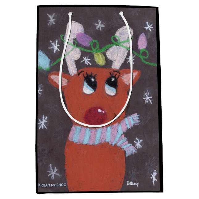Sac Cadeau Moyen Rudolph's Sparkly Antlers - KidsArt for CHOC  (Devant)