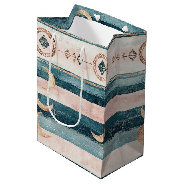 Sac Cadeau Moyen Rustic Celestial Stripe Moon Sun Earthy (10) (Devant Angle)