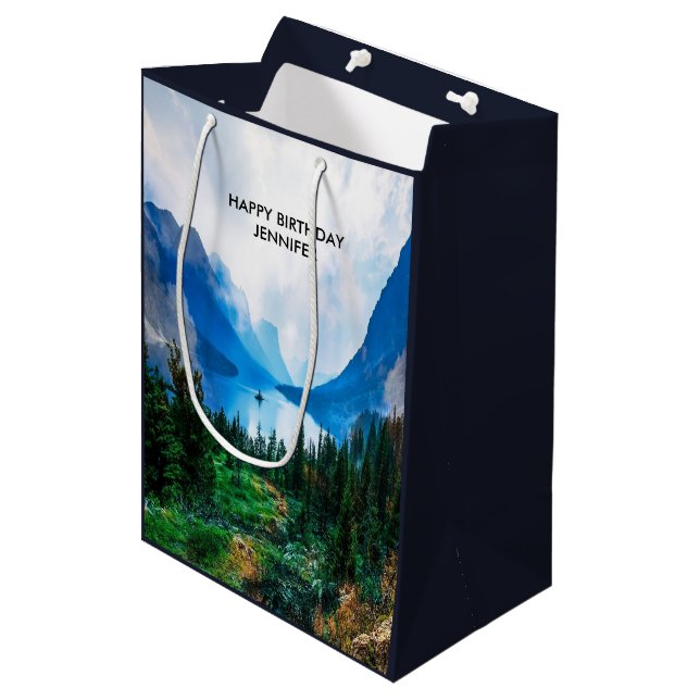 Sac Cadeau Moyen Rustic Country Mountains Nature Pittoresque (Devant Angle)