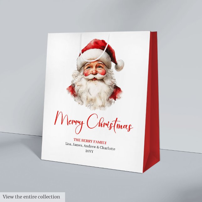 Sac Cadeau Moyen Rustic Santa Claus Traditional Red Green Gift Bag (Rustic Santa Claus Traditional Red Green Gift Bag)