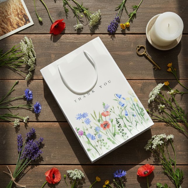 Sac Cadeau Moyen Rustic Wildflower Meadow Wedding  (Rustic Wildflower Meadow Wedding Medium Gift Bag)