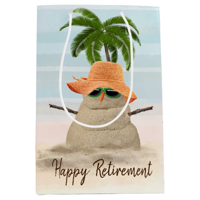 Sac Cadeau Moyen Sable Tropical Pour La Retraite (Devant)