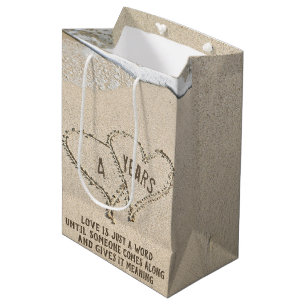 Sac Cadeau Moyen Sac à main moyen Beach Hearts pour 4ème anniversai