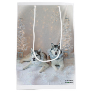 Sac Cadeau Moyen Sac-cadeau Cute Siberian Huskies