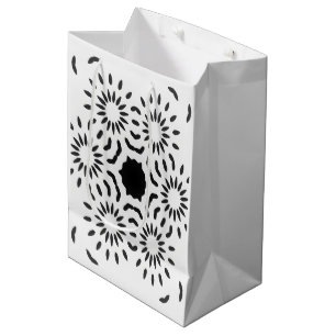 Sac Cadeau Moyen Sac-cadeau en carreaux méditerranéens blanc et noi