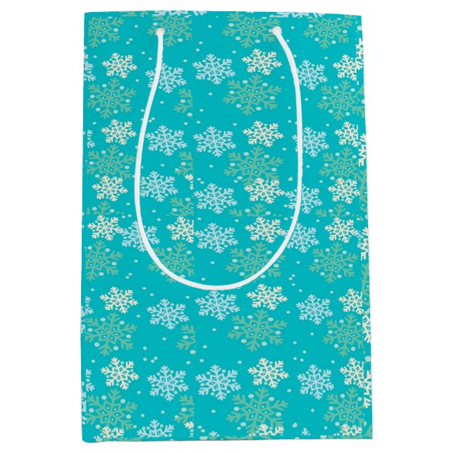 Sac Cadeau Moyen Sac-cadeau Green Snowflakes Petit à Moyen (Devant)
