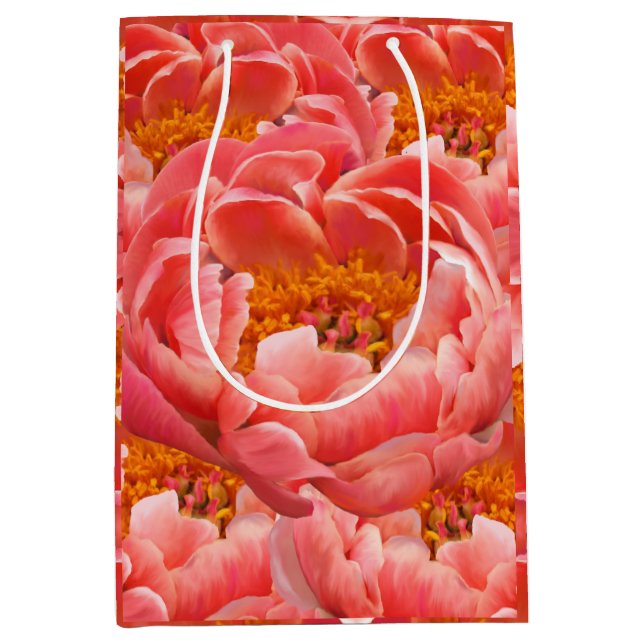 Sac Cadeau Moyen Sac-cadeau Med Coral Peonies (Devant)
