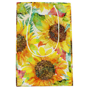 Sac Cadeau Moyen Sac-cadeau moyen pour les tournesols romantiques