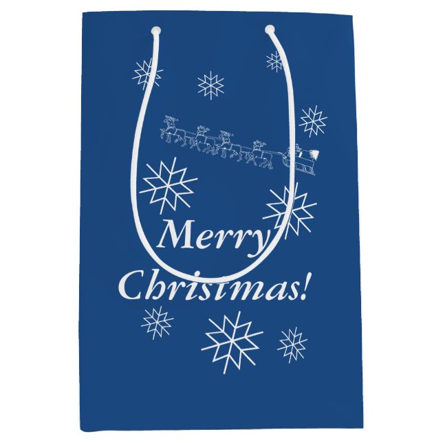 Sac Cadeau Moyen Sac-cadeau - Père Noël et Sleigh en neige (Devant)