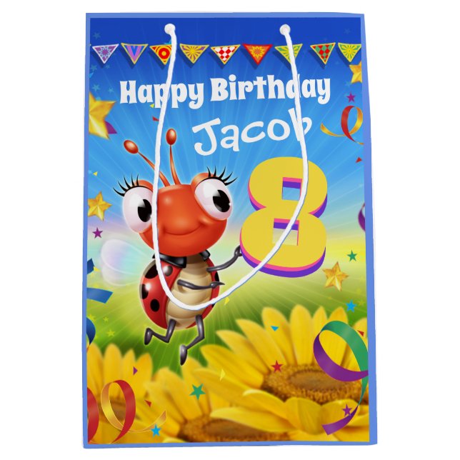 Sac Cadeau Moyen Sac-cadeau personnalisé pour le huitième anniversa (Devant)