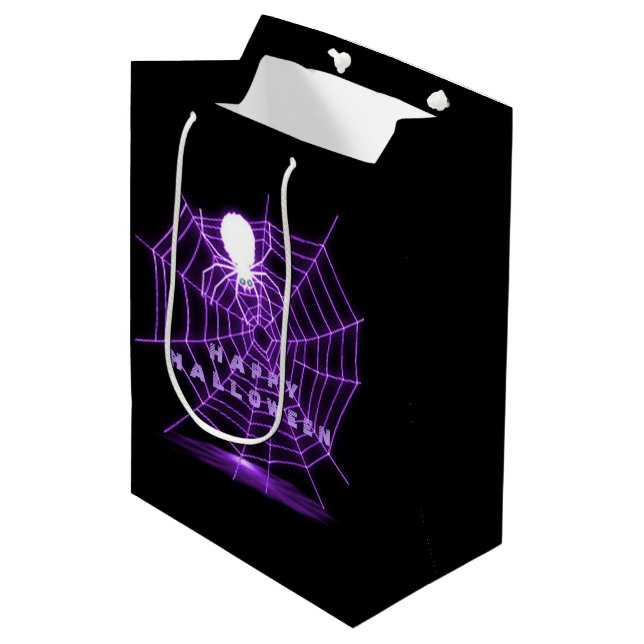 Sac Cadeau Moyen Sac-cadeau Web Black & Purple Halloween Spider (Devant Angle)