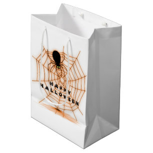 Sac Cadeau Moyen Sac-cadeau Web Orange & White Halloween Spider