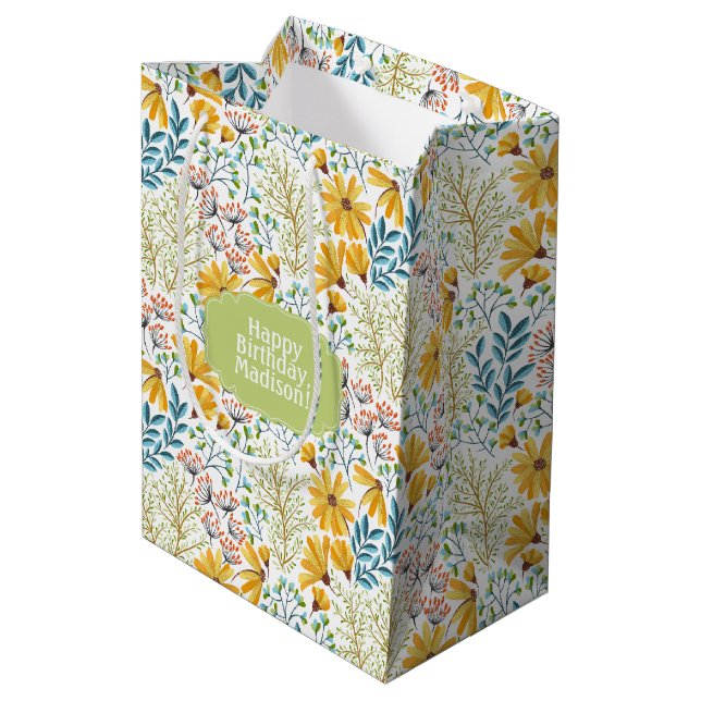 Sac Cadeau Moyen Sacoche cadeau d'illustration Flower texte personn (Dos Angle)