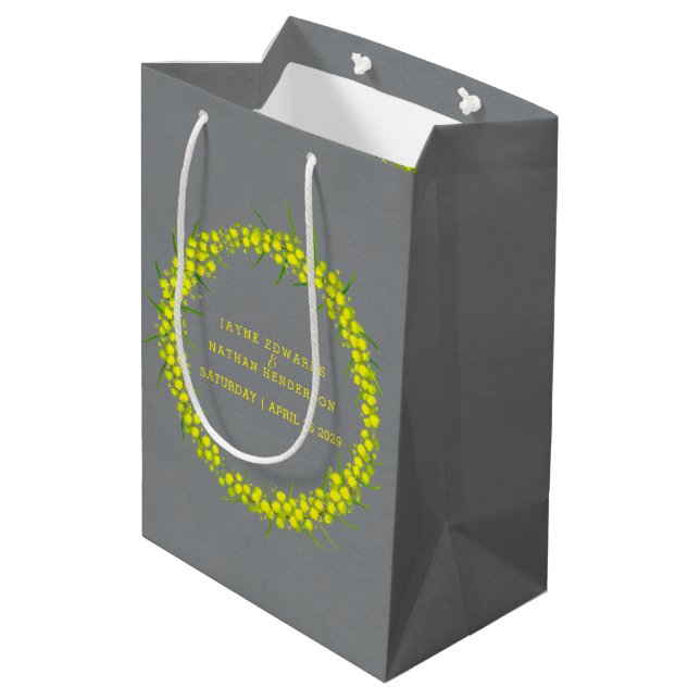 Sac Cadeau Moyen Sacoche cadeau mariage gris acacacia (Dos Angle)