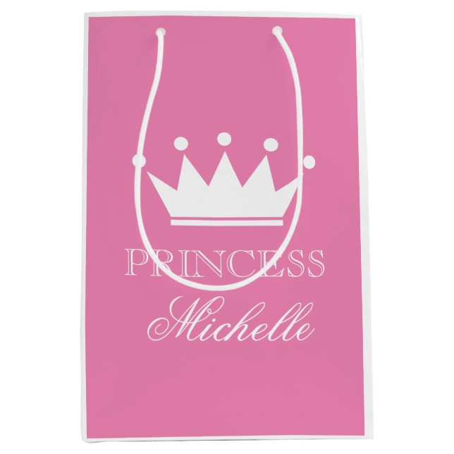 Sac Cadeau Moyen Sacoche cadeau princesse rose personnalisée pour f (Devant)
