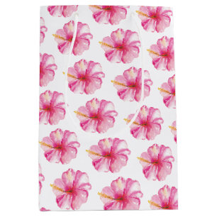 Sac Cadeau Moyen Sacs-cadeaux Aquarelle tropicale Hibiscus Fleurs