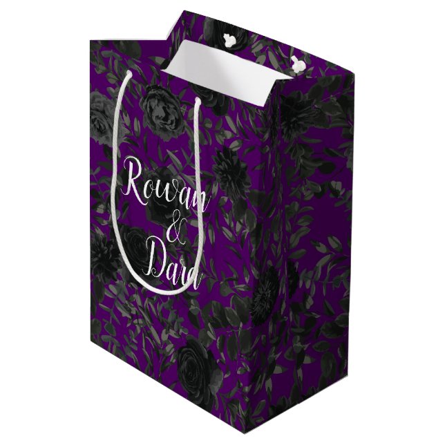 Sac Cadeau Moyen Sacs-cadeaux de Mariage gothique Rose violet et no (Dos Angle)