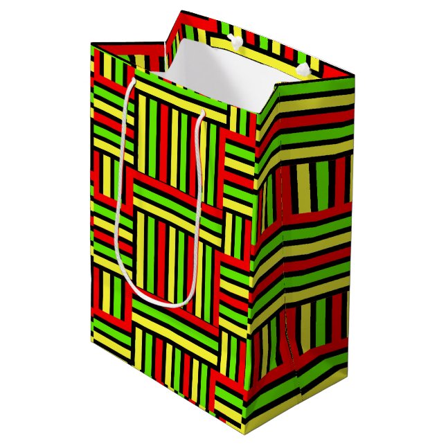 Sac Cadeau Moyen Sacs-cadeaux géométriques Gras inspirés par l'Afri (Devant Angle)