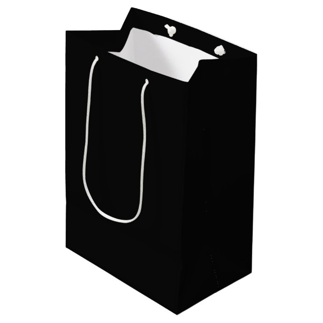 Sac Cadeau Moyen Sacs-cadeaux intemporels Noir PERSONNALISABLES (Devant Angle)