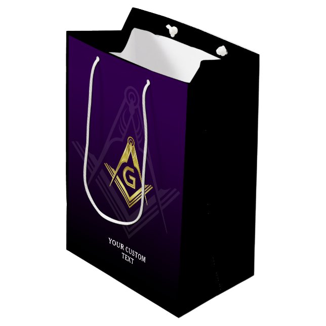 Sac Cadeau Moyen Sacs-cadeaux maçonniques | Grand Lodge | Purple et (Devant Angle)