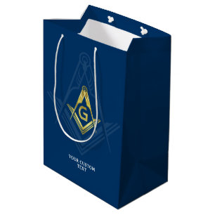 Sac Cadeau Moyen Sacs-cadeaux maçonniques   Marine Blue Gold Freema