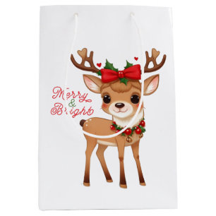 Sac Cadeau Moyen Sacs-cadeaux Merry&Bright Cute Reindeer