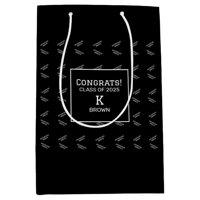 Sac Cadeau Moyen Sacs-cadeaux personnalisés noir et blanc (Devant)