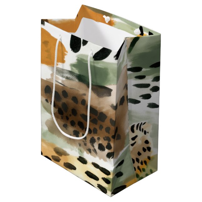 Sac Cadeau Moyen Safari Animaux Fourrures Motifs de la faune Afriqu (Devant Angle)