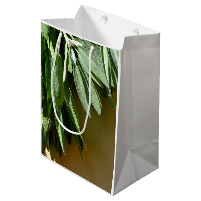 Sac Cadeau Moyen Sage frais coupé (Devant Angle)