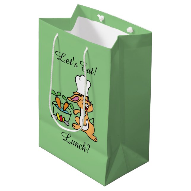 Sac Cadeau Moyen Sage Green Bunnie cuisinier Lunch Bag (Devant Angle)