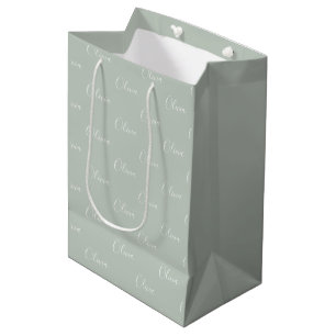 Sac Cadeau Moyen Sage personnalisé Green Nom élégant