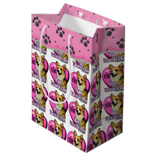 Sac Cadeau Moyen Saint-Valentin de corgi de Gallois de Pembroke