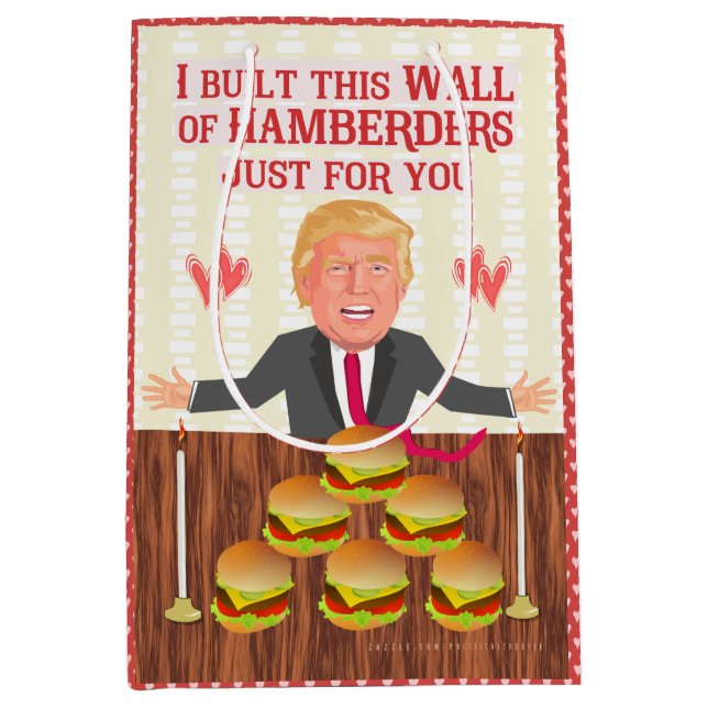 Sac Cadeau Moyen Saint-Valentin drôle de mur de Donald Trump (Devant)