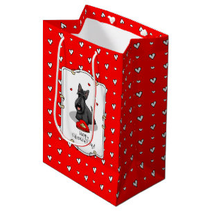 Sac Cadeau Moyen Saint-Valentin (rouge) Chien écossais (noir) migno
