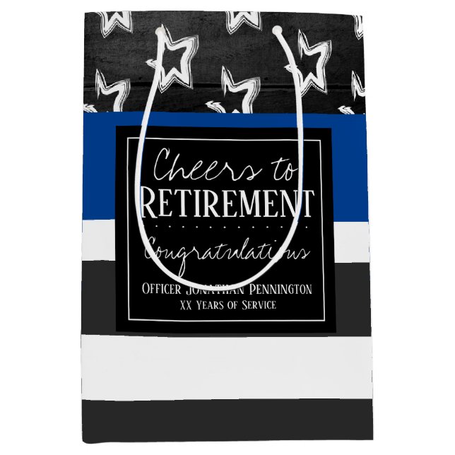 Sac Cadeau Moyen Salutations à l'officier de police de retraite (Devant)