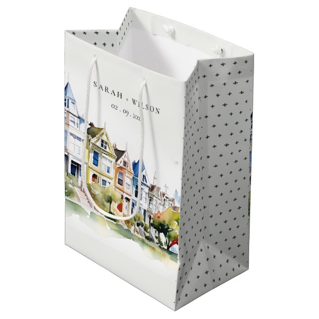 Sac Cadeau Moyen San Francisco Painted Ladies Landscape Wedding (Devant Angle)