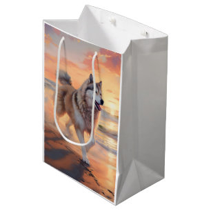 Sac Cadeau Moyen Sandy Paws Malamute Alaskan Chien sur la Plage au
