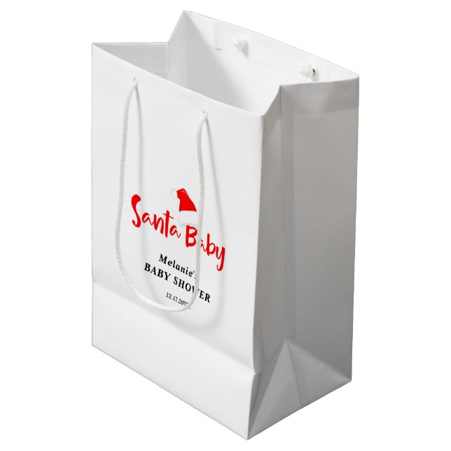 Sac Cadeau Moyen Santa Baby Christmas Winter Baby Shower  (Devant Angle)