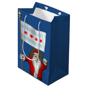 Sac Cadeau Moyen Santa Claus Avec L'Enseigne De Chicago