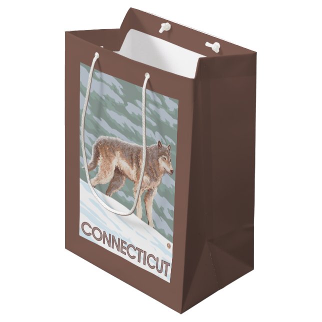 Sac Cadeau Moyen Scène de ConnecticutWolf (Devant Angle)