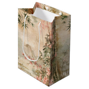 Sac Cadeau Moyen Scène de jardin de fleurs de cerisier (1)