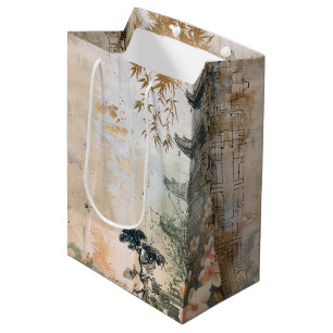 Sac Cadeau Moyen Scène de jardin de fleurs de cerisier (7)