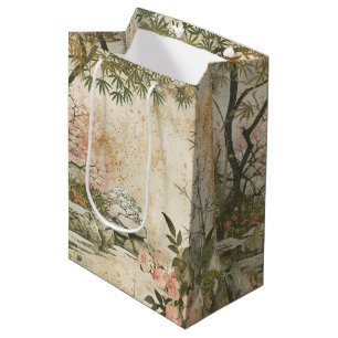 Sac Cadeau Moyen Scène de jardin de fleurs de cerisier (8)