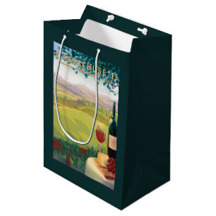 Sac Cadeau Moyen Scène de pays de MassachusettsWine