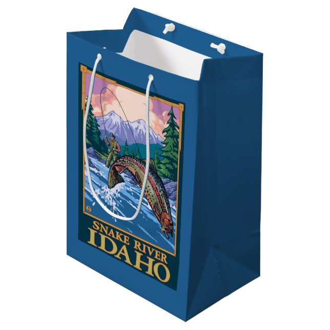Sac Cadeau Moyen Scène de pêche de mouche - la rivière Snake, Idaho (Devant Angle)